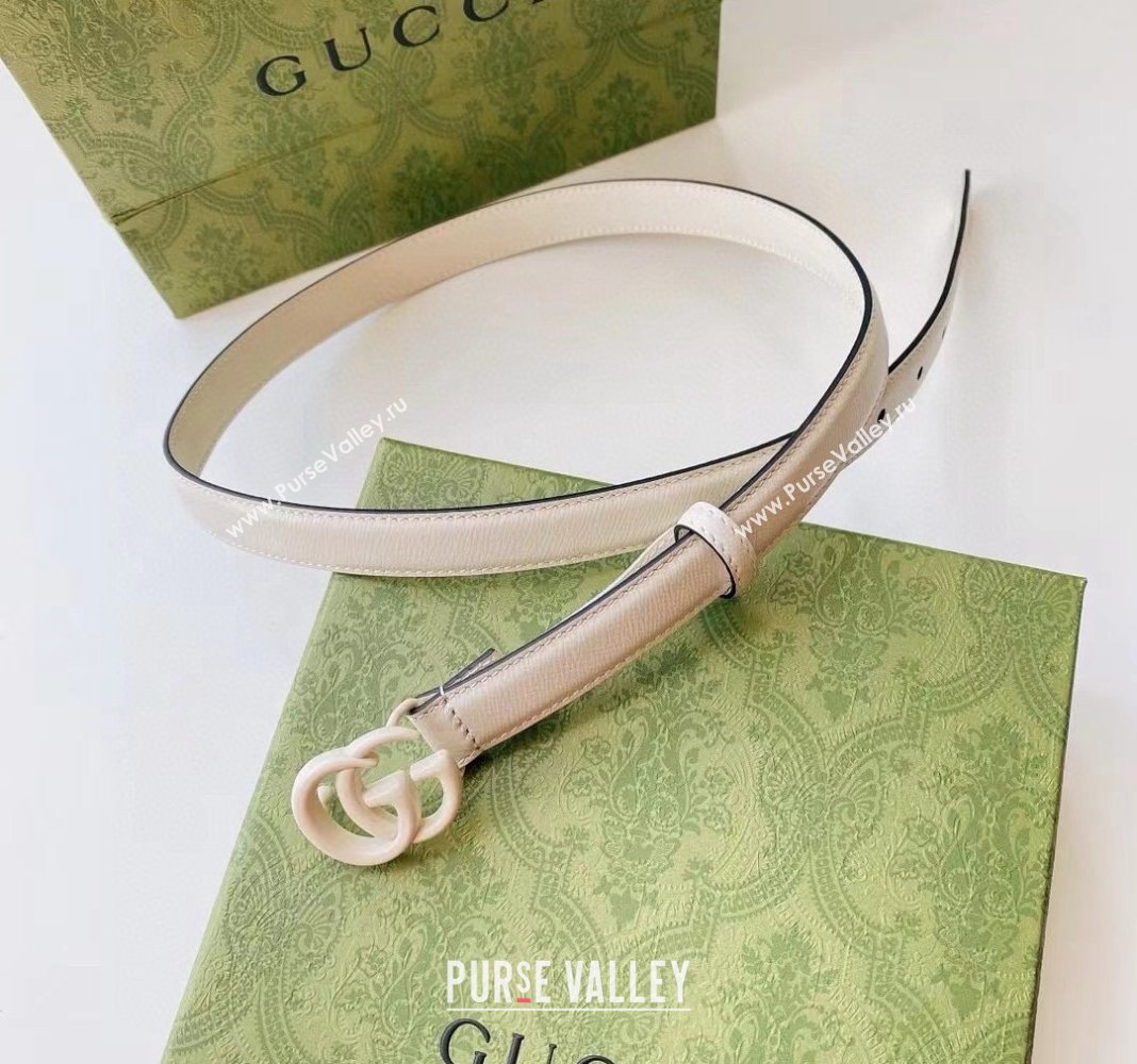 Gucci Leather Belt 2cm with GG Buckle All White 2024 0302 (99-240302063)