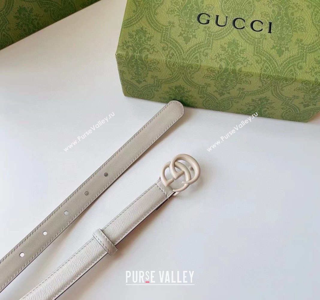 Gucci Leather Belt 2cm with GG Buckle All White 2024 0302 (99-240302063)