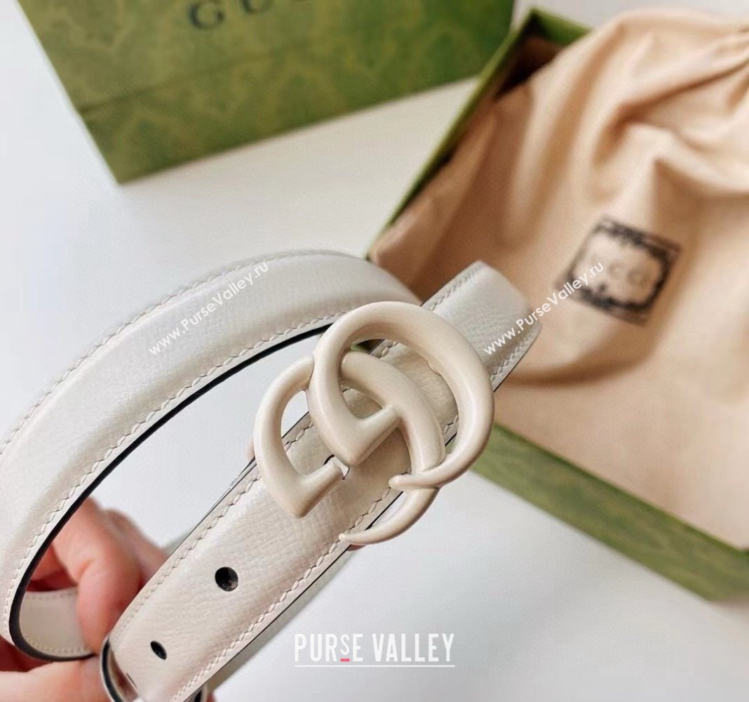 Gucci Leather Belt 2cm with GG Buckle All White 2024 0302 (99-240302063)