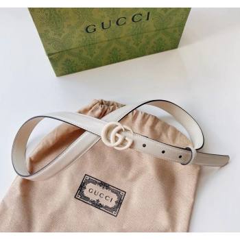 Gucci Leather Belt 2cm with GG Buckle All White 2024 0302 (99-240302063)