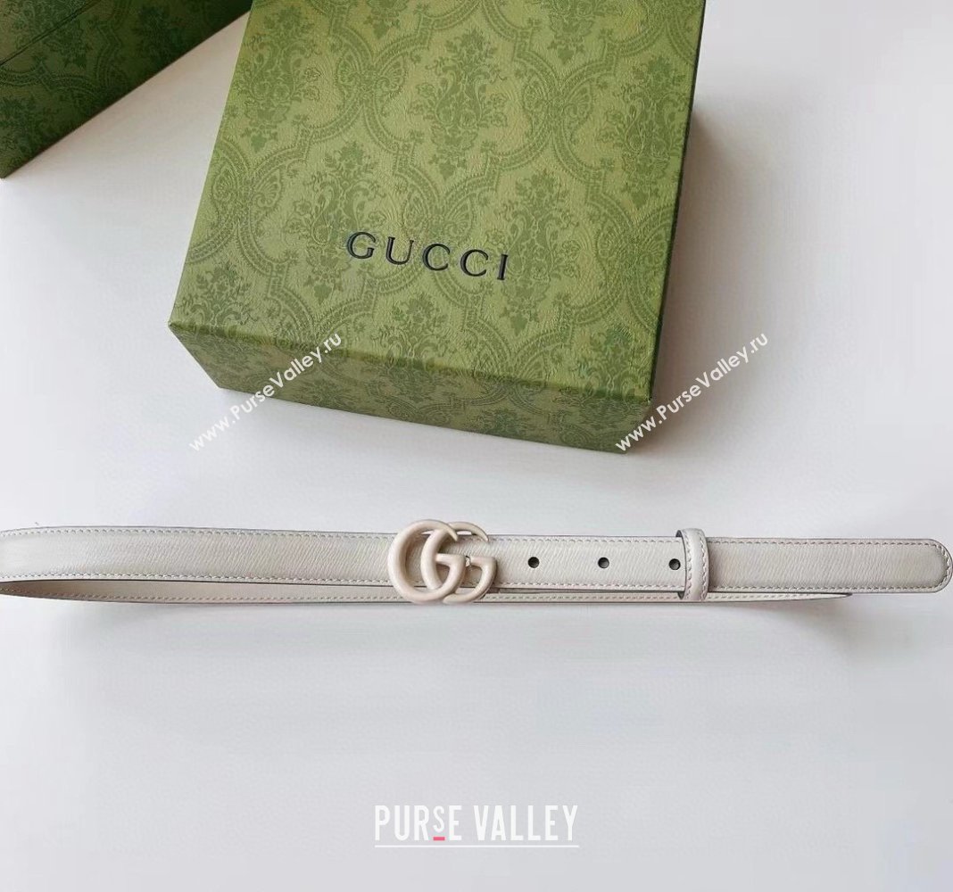 Gucci Leather Belt 2cm with GG Buckle All White 2024 0302 (99-240302063)