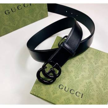 Gucci Leather Belt 4cm with GG Buckle All Black 2024 0302 (99-240302064)