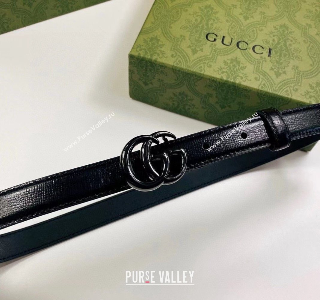 Gucci Leather Belt 3cm with GG Buckle All Black 2024 0302 (99-240302065)