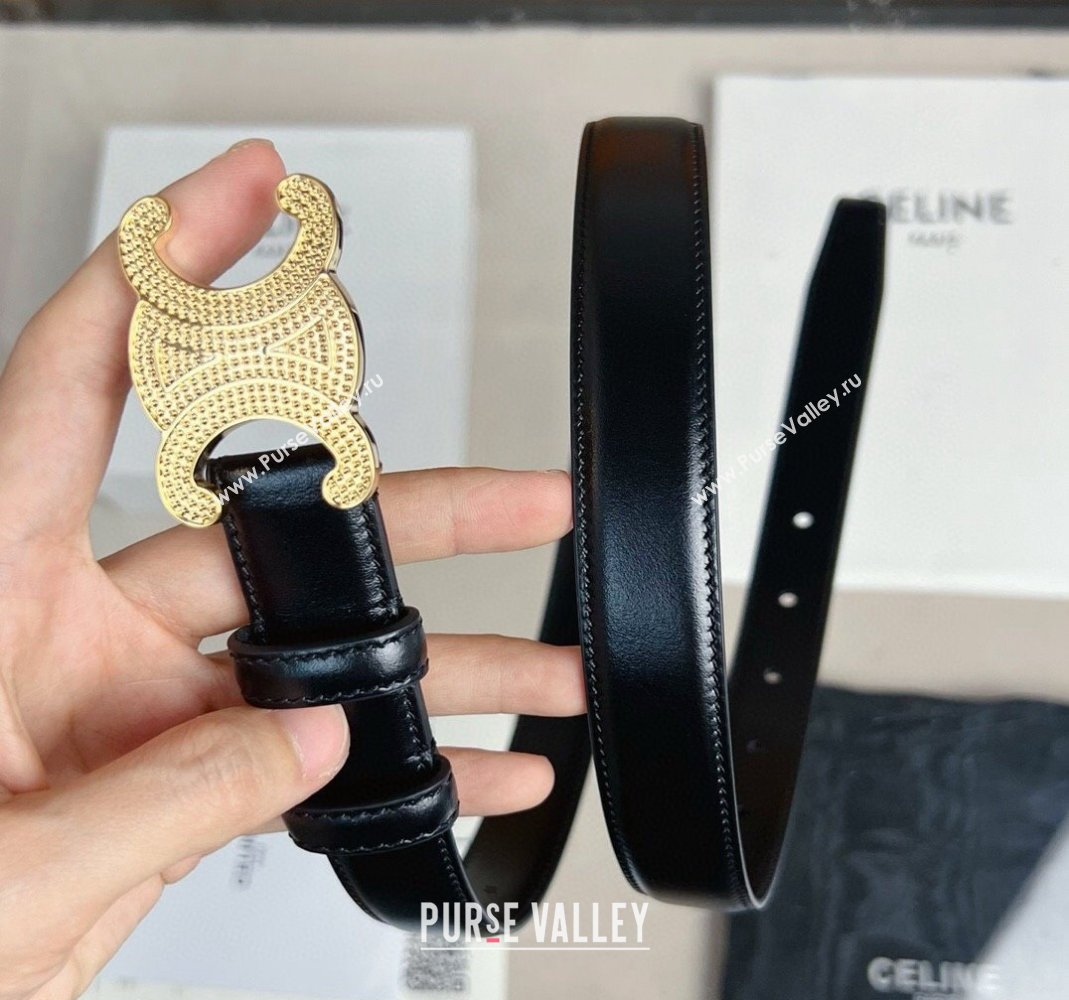 Celine Triomphe Belt 2.5cm with Crystals Buckle Black 2024 030202 (99-240302069)