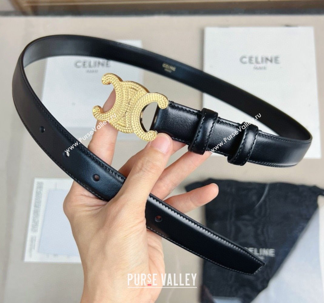 Celine Triomphe Belt 2.5cm with Crystals Buckle Black 2024 030202 (99-240302069)