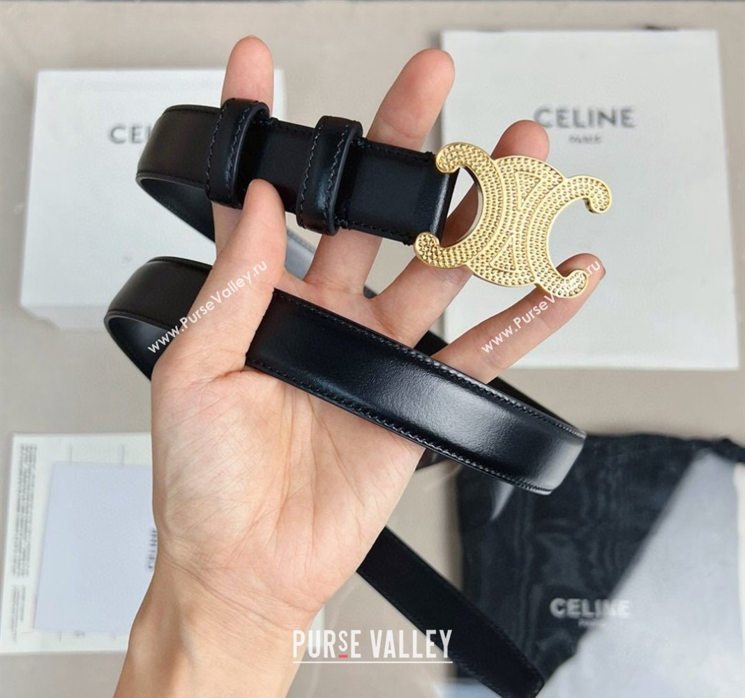 Celine Triomphe Belt 2.5cm with Crystals Buckle Black 2024 030202 (99-240302069)