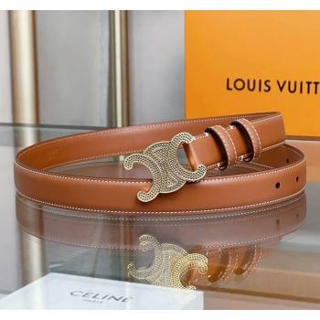 Celine Triomphe Belt 2.5cm with Crystals Buckle Brown 2024 030202 (99-240302070)