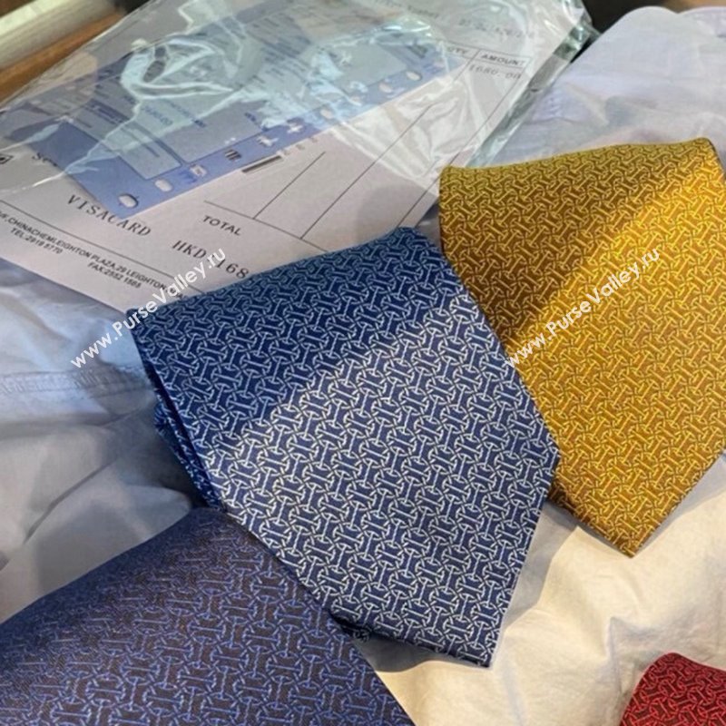 Hermes Silk Tie Light Blue 2024 030401 (XMN-240304094)