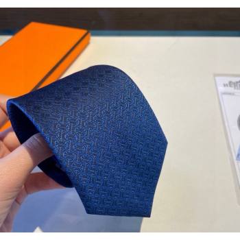 Hermes Silk Tie Dark Blue 2024 030401 (XMN-240304093)
