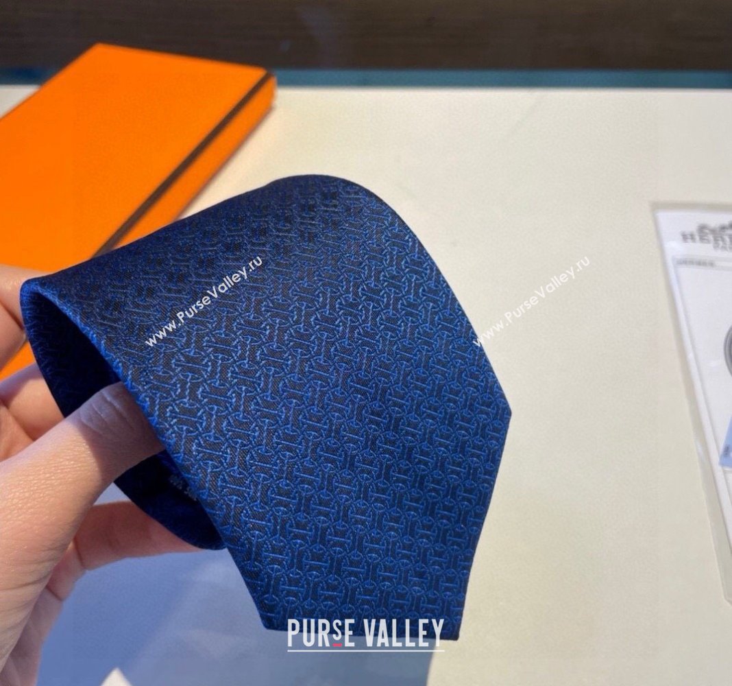 Hermes Silk Tie Dark Blue 2024 030401 (XMN-240304093)
