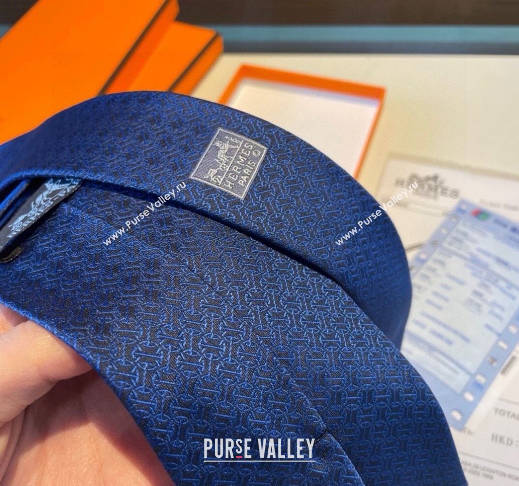 Hermes Silk Tie Dark Blue 2024 030401 (XMN-240304093)