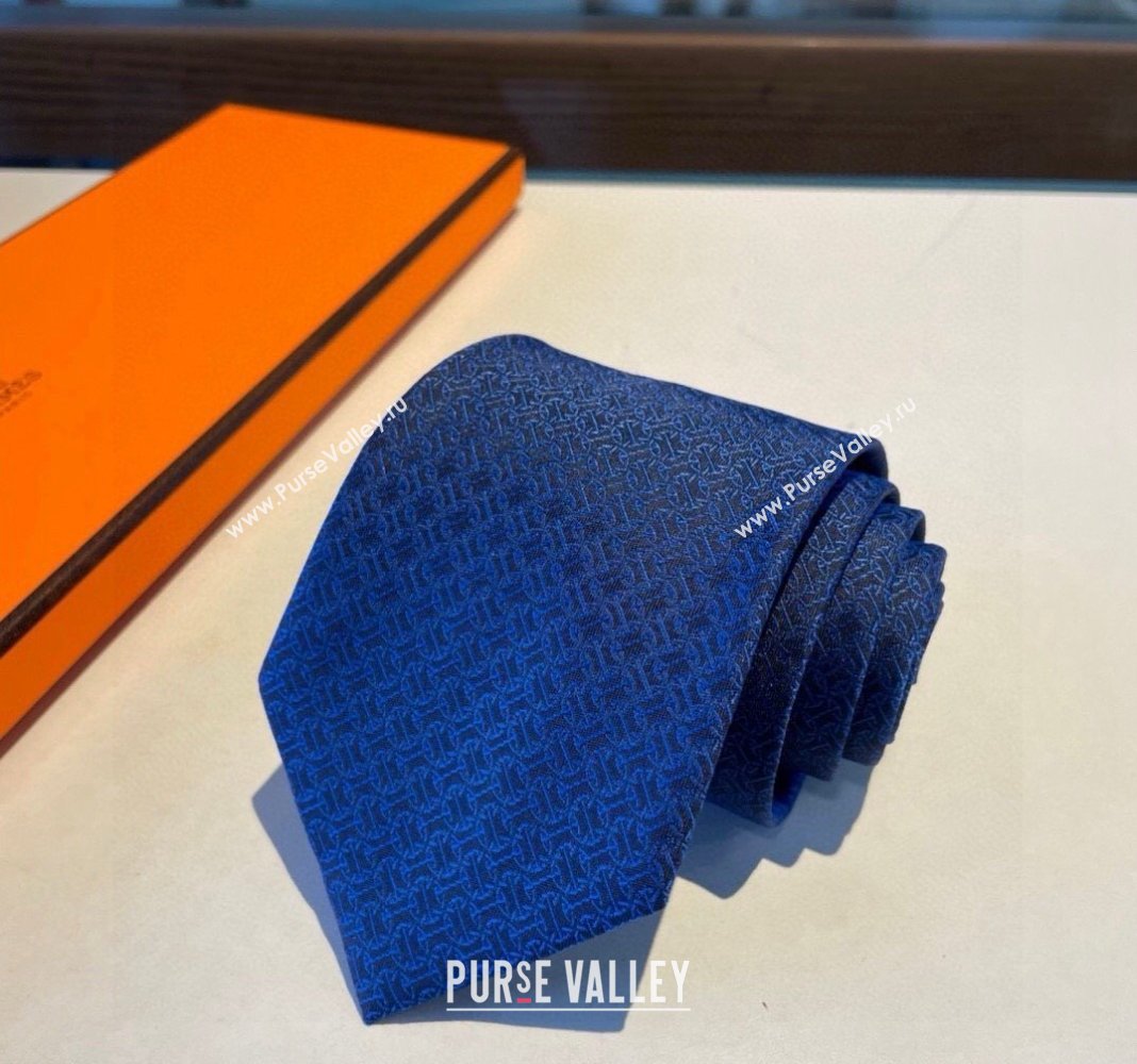 Hermes Silk Tie Dark Blue 2024 030401 (XMN-240304093)
