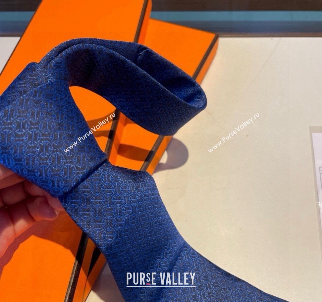 Hermes Silk Tie Dark Blue 2024 030401 (XMN-240304093)