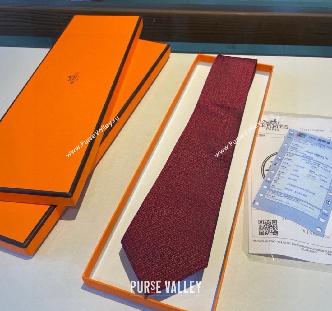 Hermes Silk Tie Red 2024 030401 (XMN-240304096)