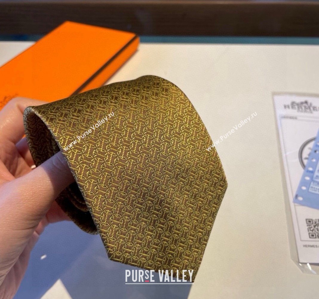 Hermes Silk Tie Gold Yellow 2024 030401 (XMN-240304097)