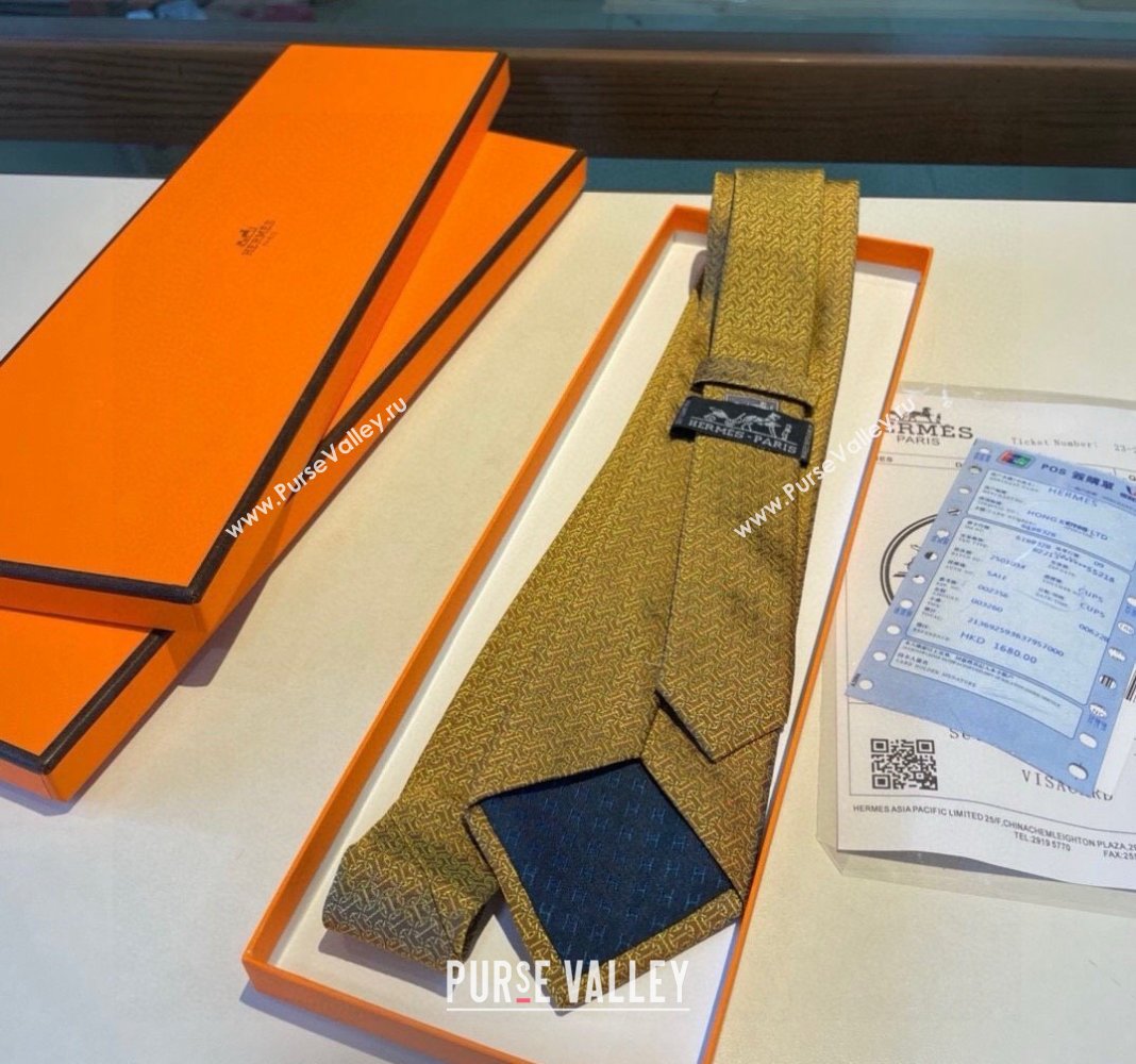 Hermes Silk Tie Gold Yellow 2024 030401 (XMN-240304097)