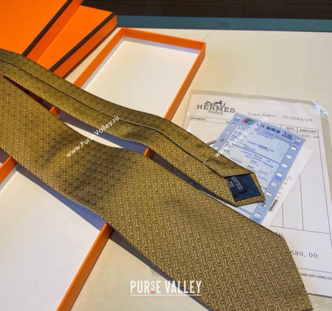 Hermes Silk Tie Gold Yellow 2024 030401 (XMN-240304097)