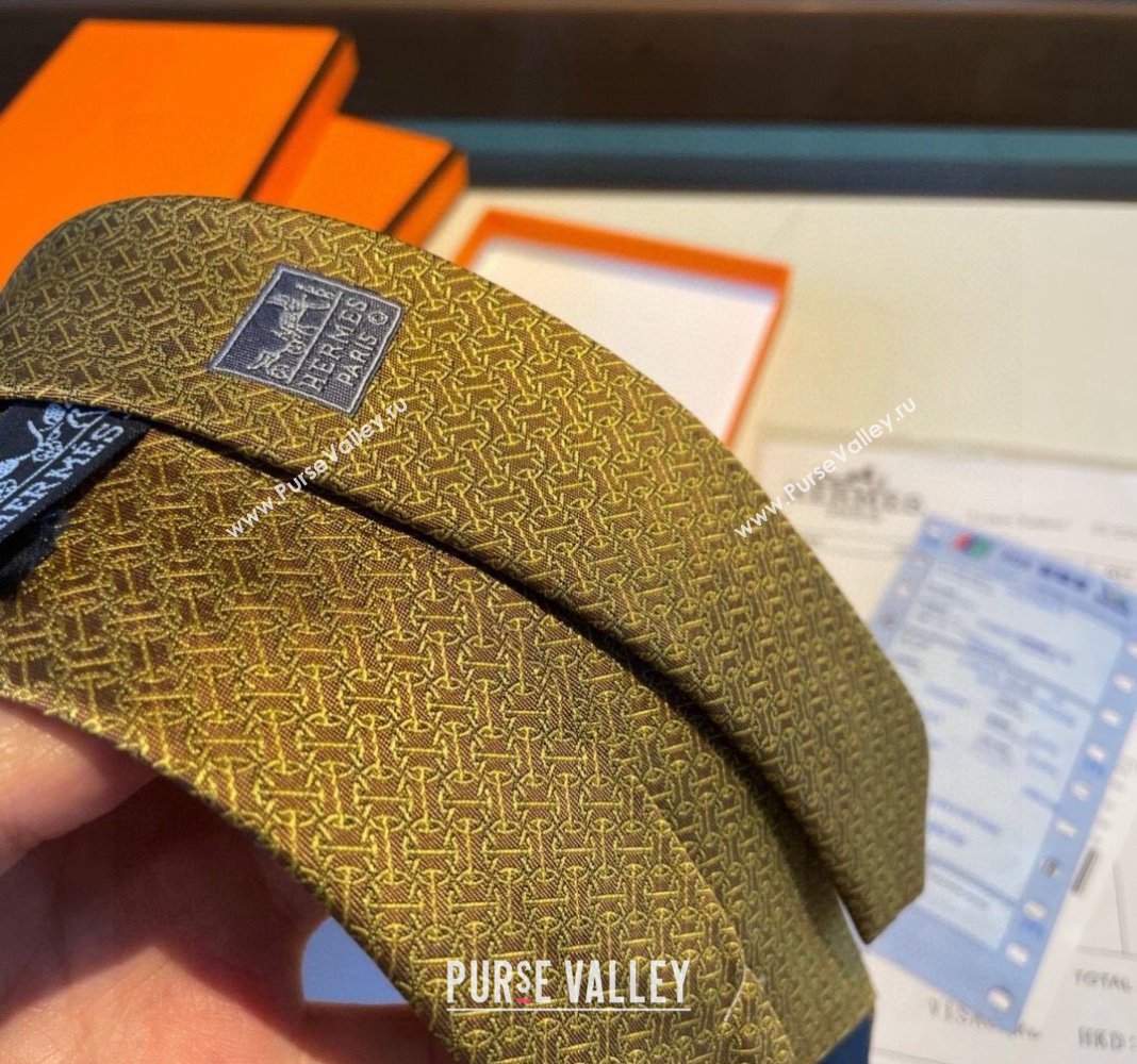 Hermes Silk Tie Gold Yellow 2024 030401 (XMN-240304097)