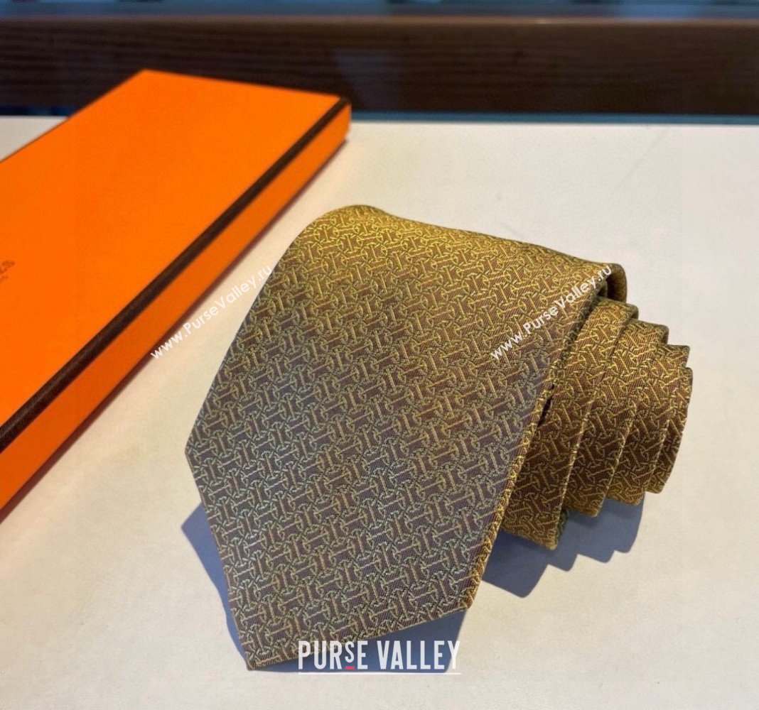 Hermes Silk Tie Gold Yellow 2024 030401 (XMN-240304097)