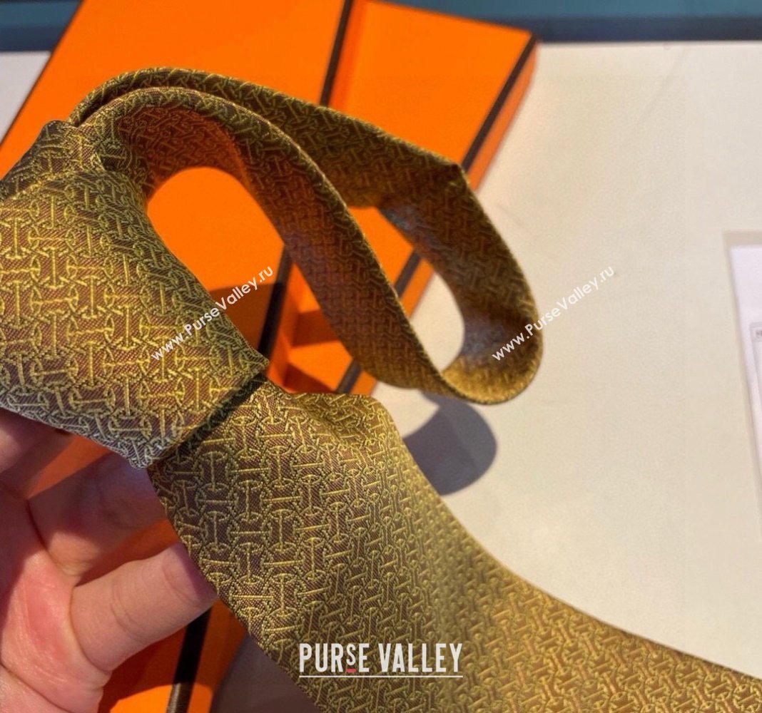 Hermes Silk Tie Gold Yellow 2024 030401 (XMN-240304097)
