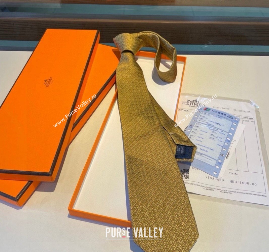 Hermes Silk Tie Gold Yellow 2024 030401 (XMN-240304097)