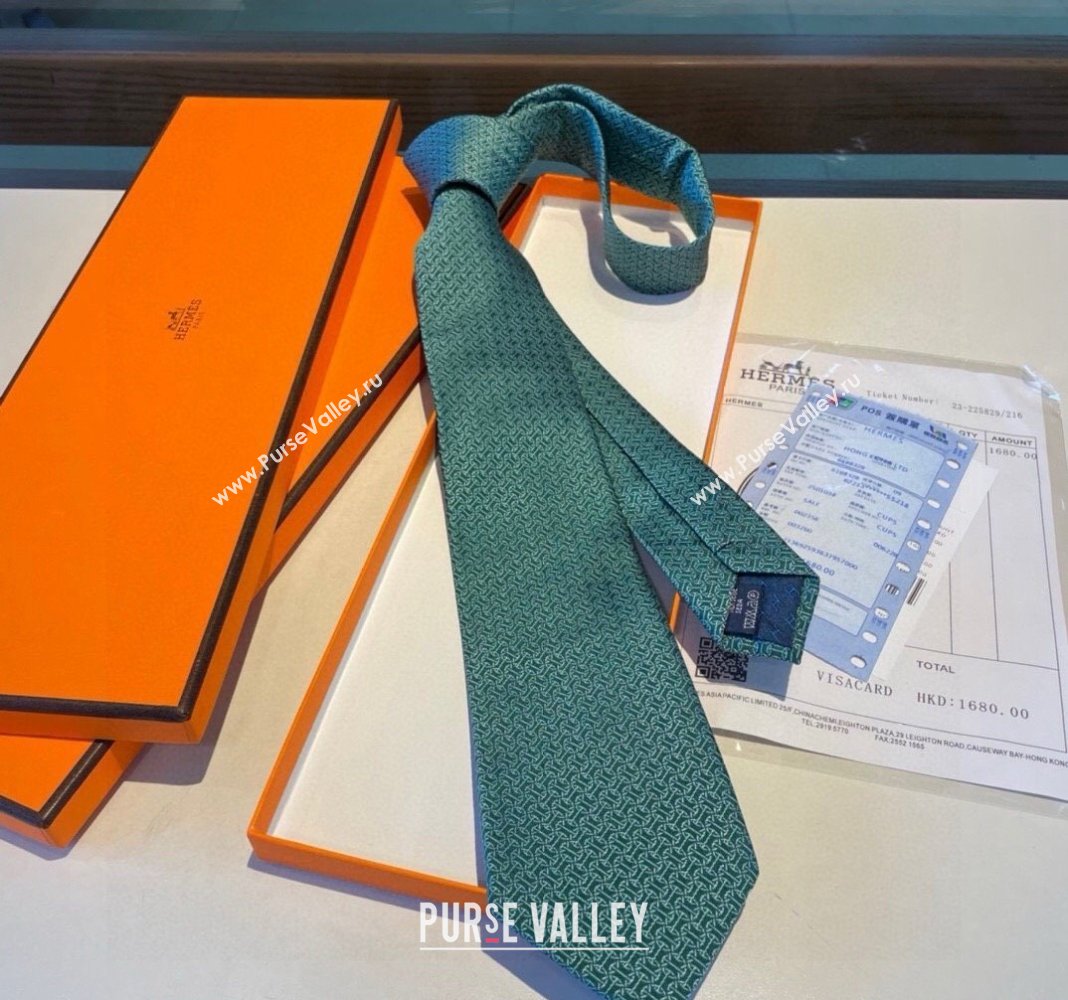Hermes Silk Tie Green 2024 030401 (XMN-240304098)