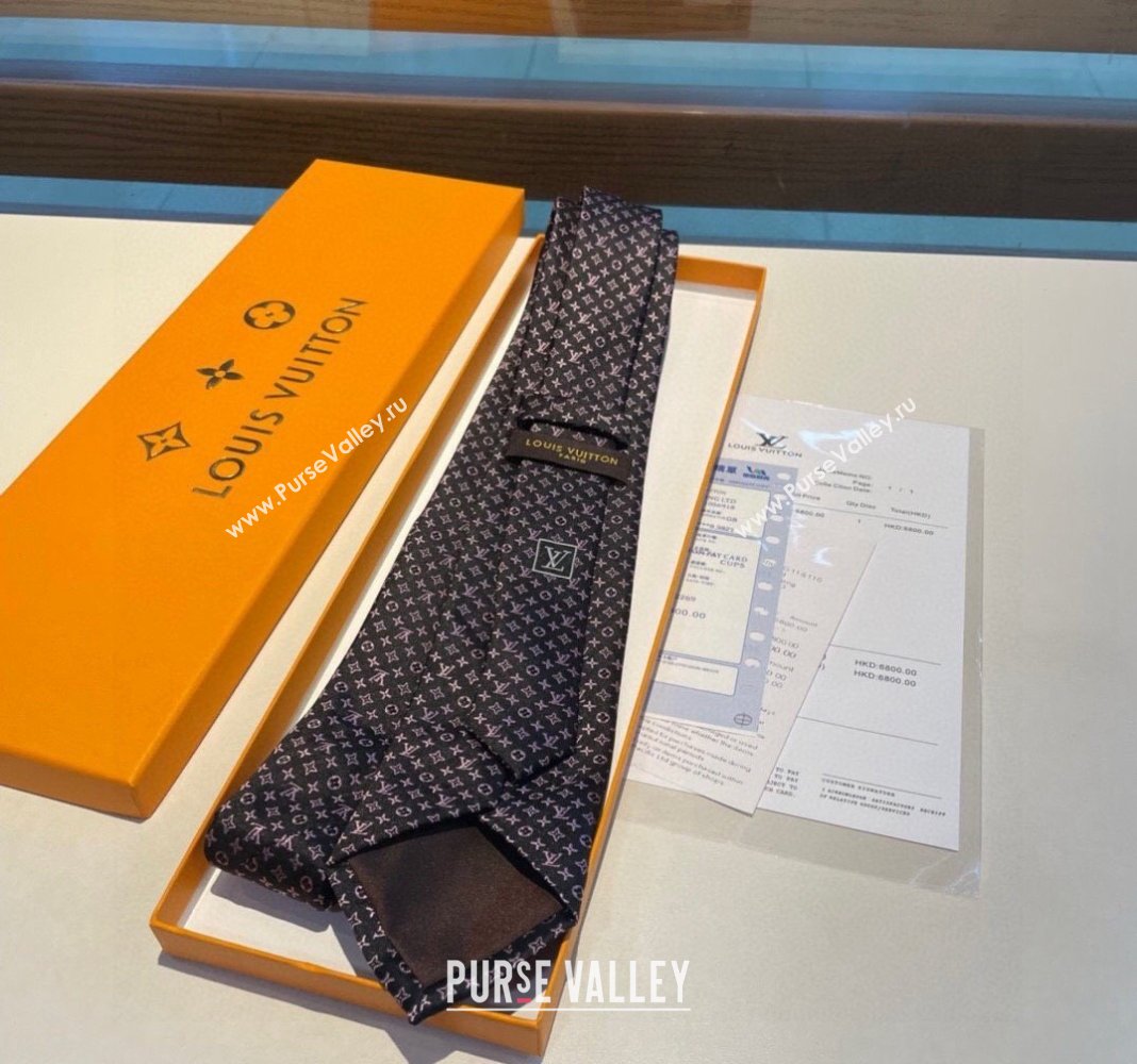 Louis Vuitton Silk Tie 8x148cm Black/Pink 2024 030401 (XMN-240304099)