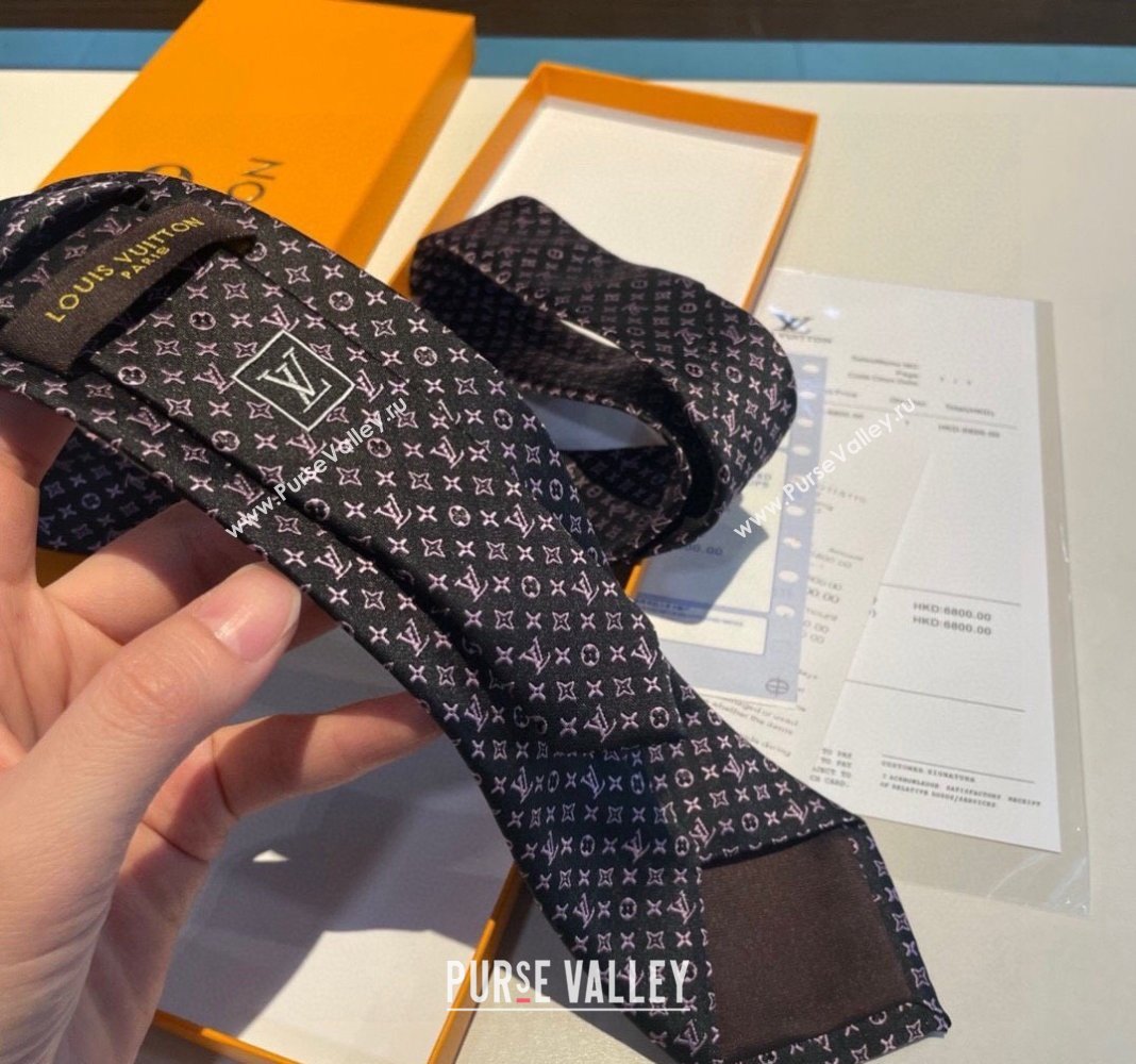Louis Vuitton Silk Tie 8x148cm Black/Pink 2024 030401 (XMN-240304099)