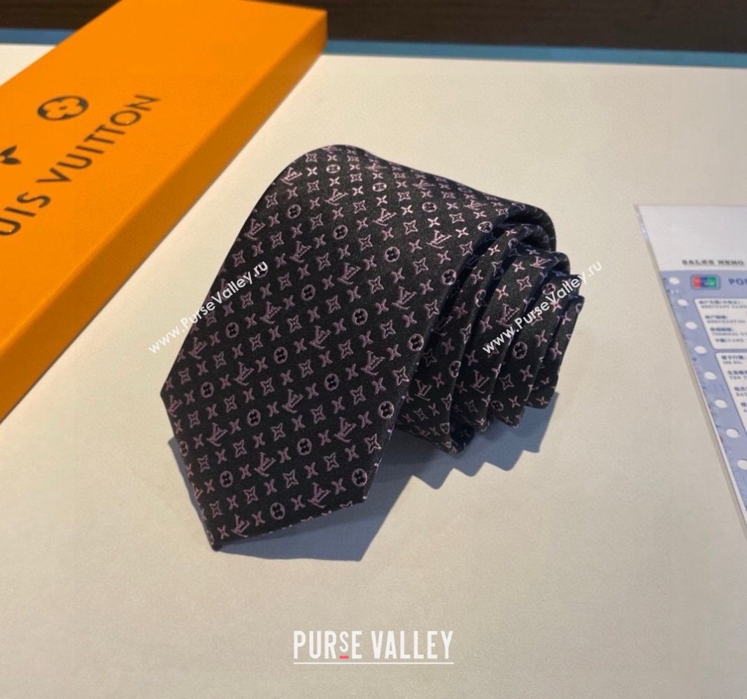 Louis Vuitton Silk Tie 8x148cm Black/Pink 2024 030401 (XMN-240304099)