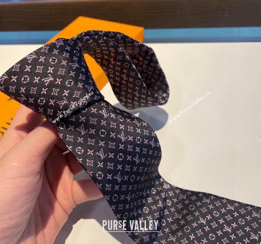 Louis Vuitton Silk Tie 8x148cm Black/Pink 2024 030401 (XMN-240304099)