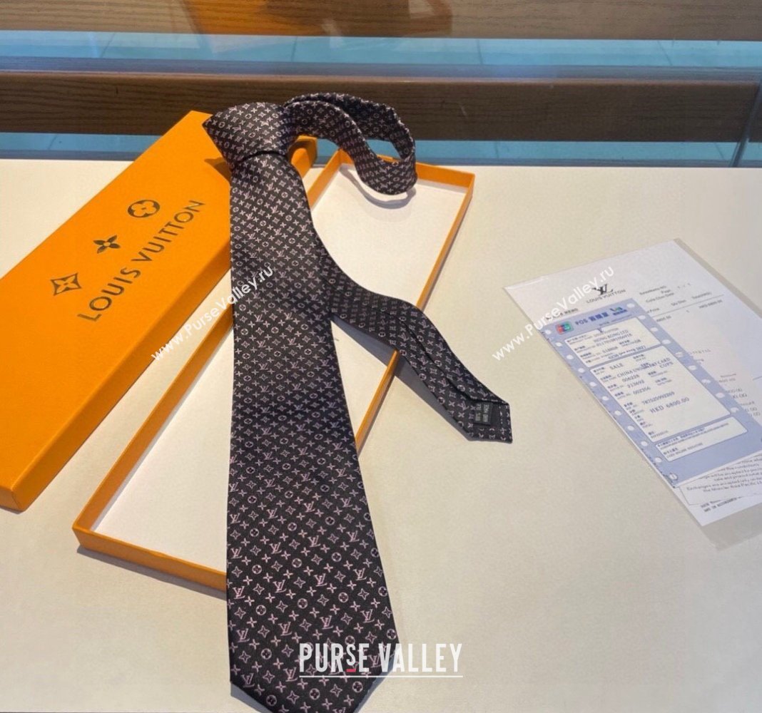 Louis Vuitton Silk Tie 8x148cm Black/Pink 2024 030401 (XMN-240304099)