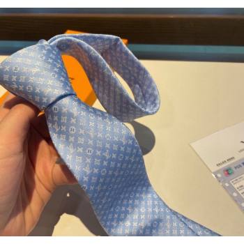 Louis Vuitton Silk Tie 8x148cm Light Blue/White 2024 030401 (XMN-240304100)