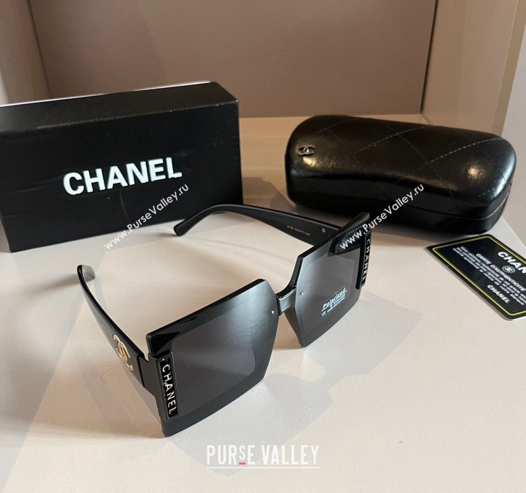 Chanel Square Sunglasses Black 2024 030405 (XMN-240304130)