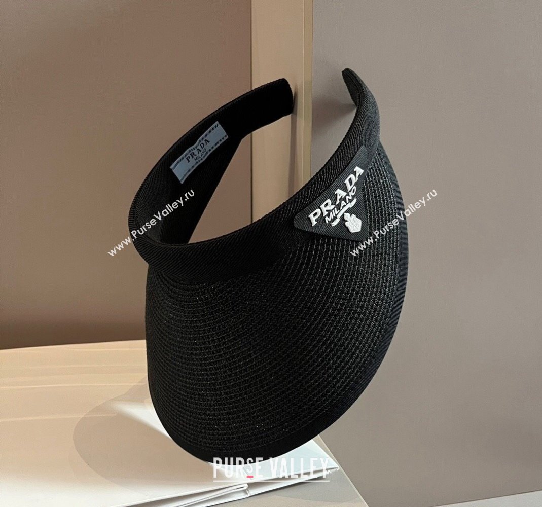 Prada Straw Visor Hat Black 2024 0301 (XMN-240301066)