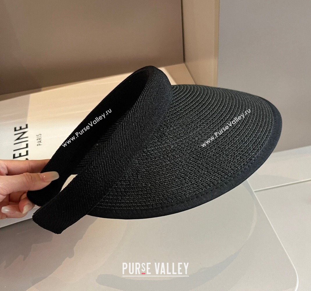 Prada Straw Visor Hat Black 2024 0301 (XMN-240301066)