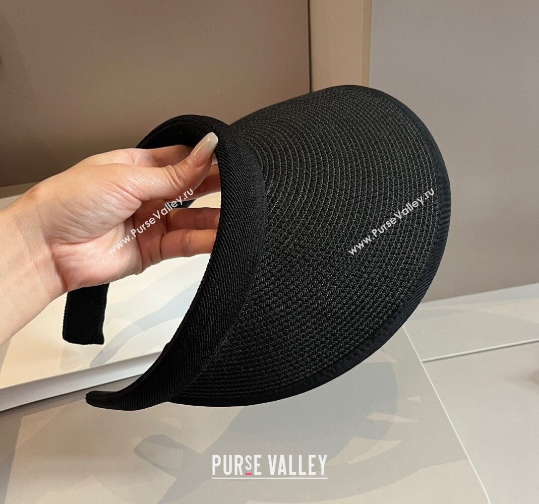 Prada Straw Visor Hat Black 2024 0301 (XMN-240301066)