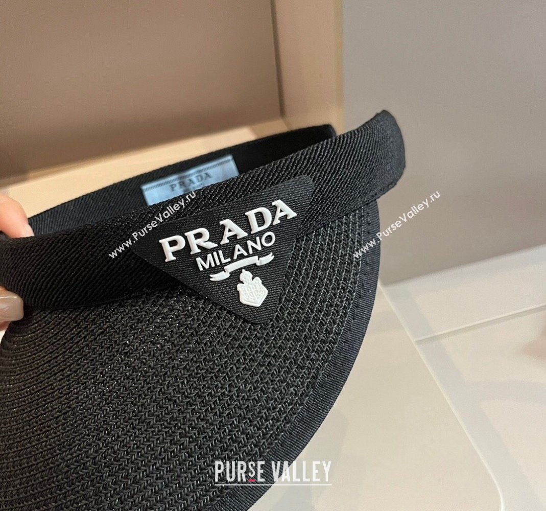Prada Straw Visor Hat Black 2024 0301 (XMN-240301066)