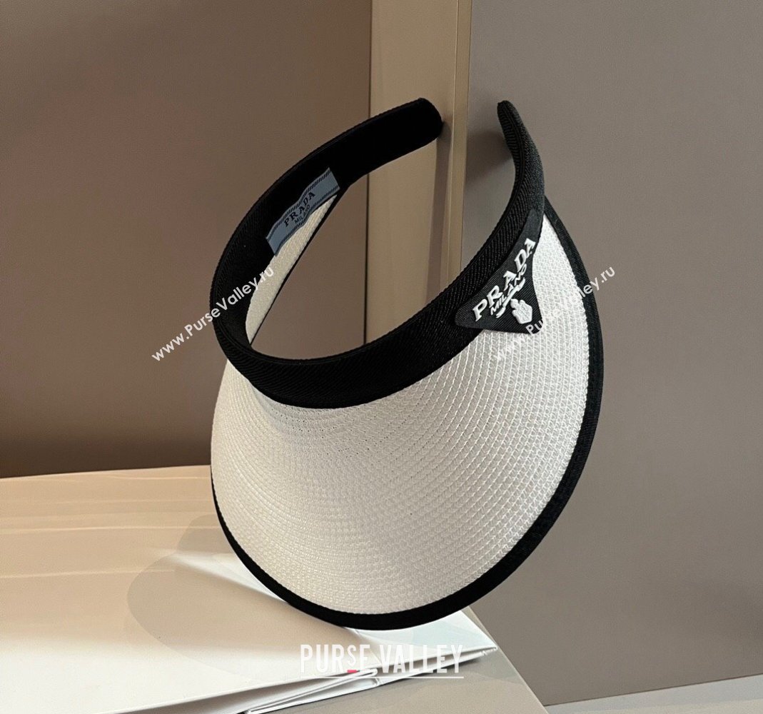 Prada Straw Visor Hat White 2024 0301 (XMN-240301067)