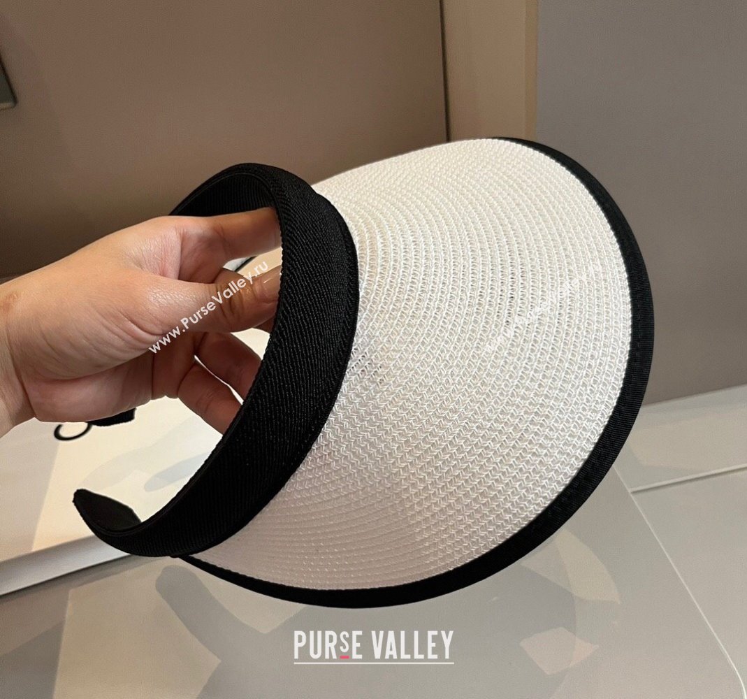 Prada Straw Visor Hat White 2024 0301 (XMN-240301067)