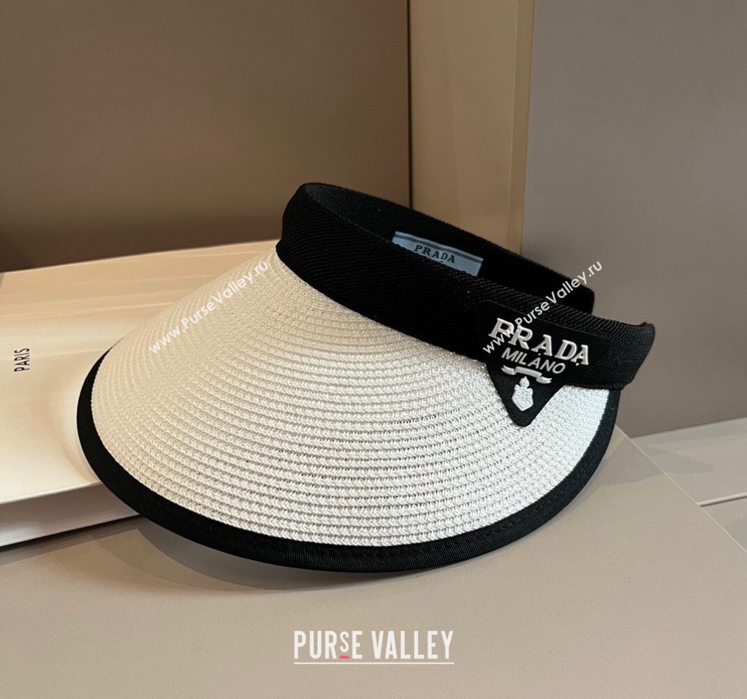 Prada Straw Visor Hat White 2024 0301 (XMN-240301067)