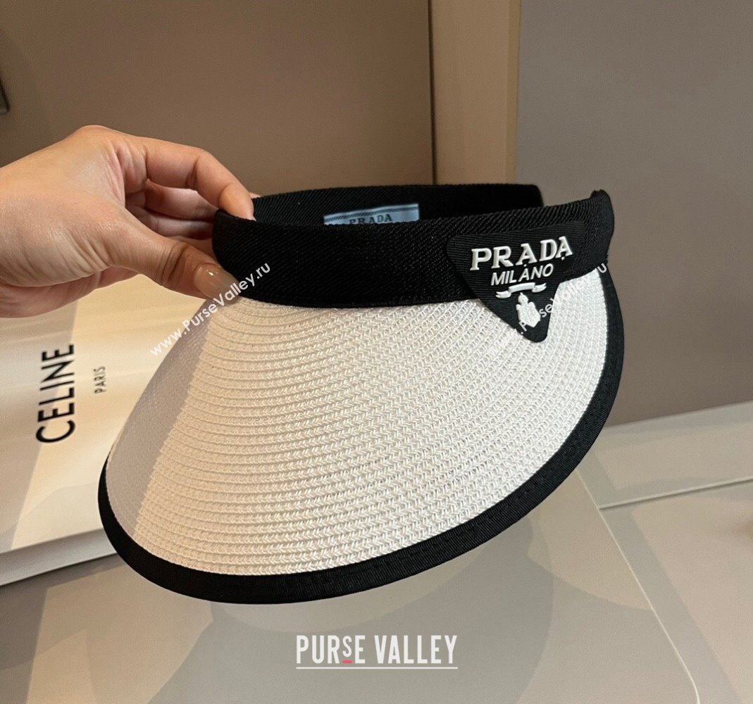 Prada Straw Visor Hat White 2024 0301 (XMN-240301067)