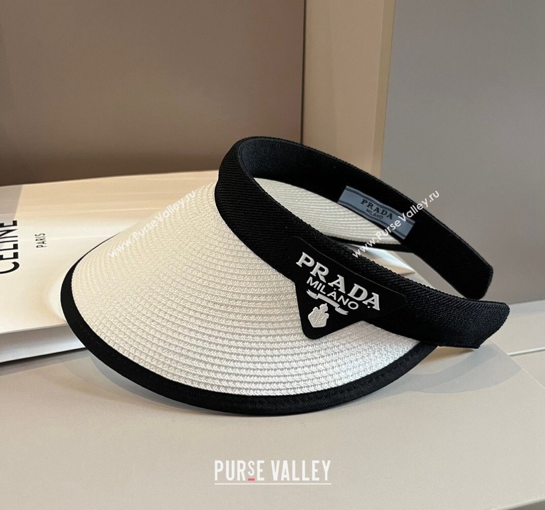 Prada Straw Visor Hat White 2024 0301 (XMN-240301067)