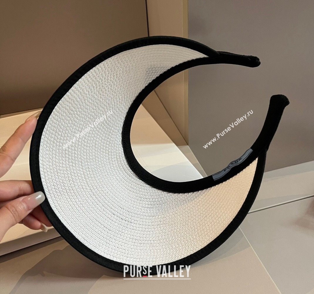 Prada Straw Visor Hat White 2024 0301 (XMN-240301067)