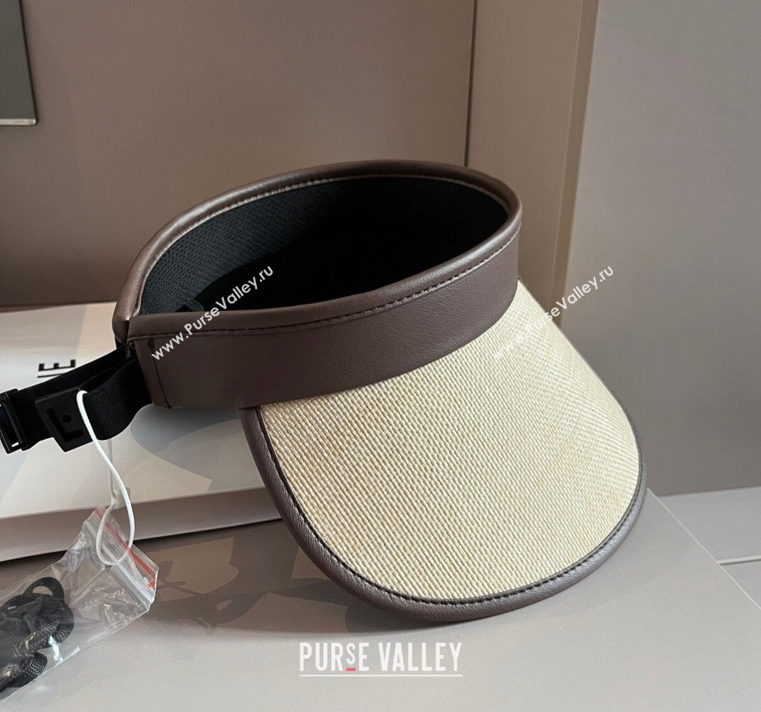 Prada Straw Visor Hat with Crystals Brown/Black 2024 0301 (XMN-240301068)