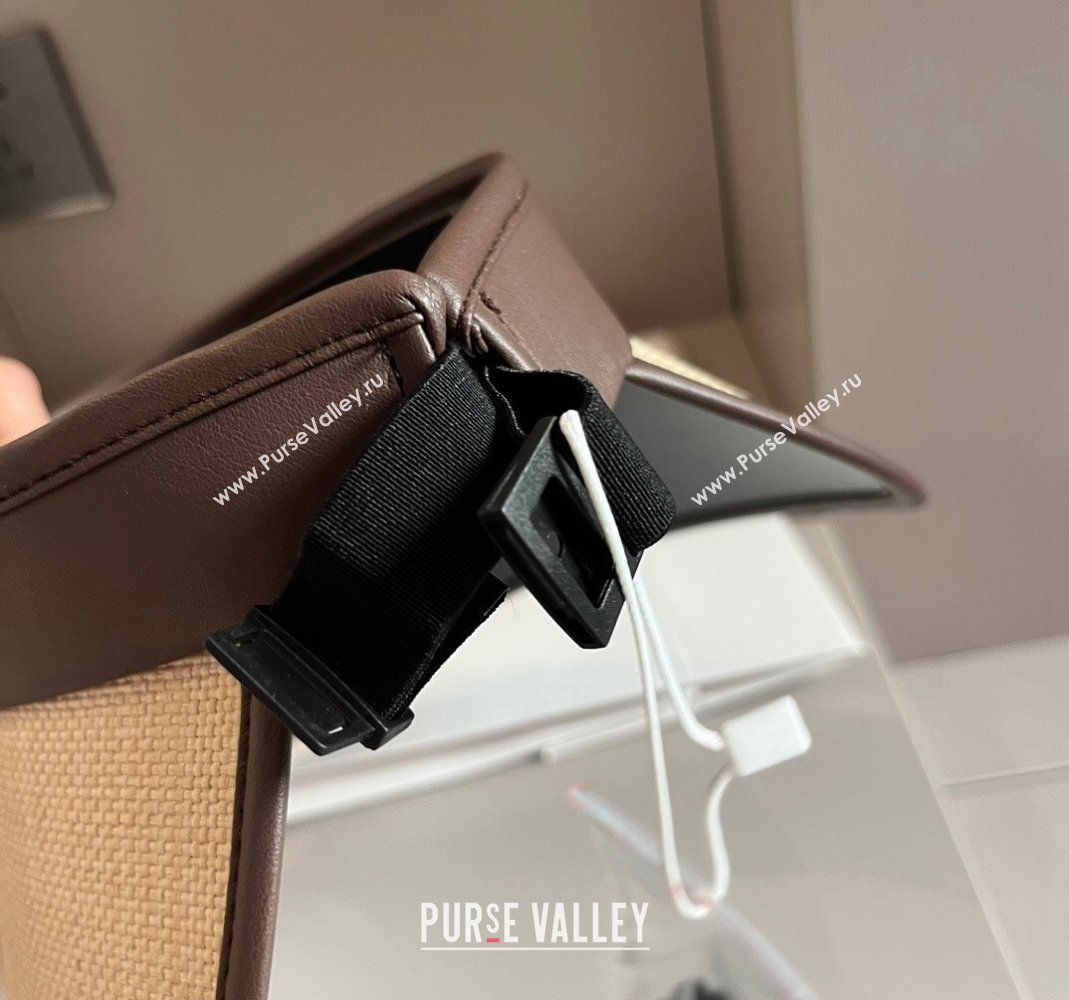 Prada Straw Visor Hat with Crystals Brown/Black 2024 0301 (XMN-240301068)