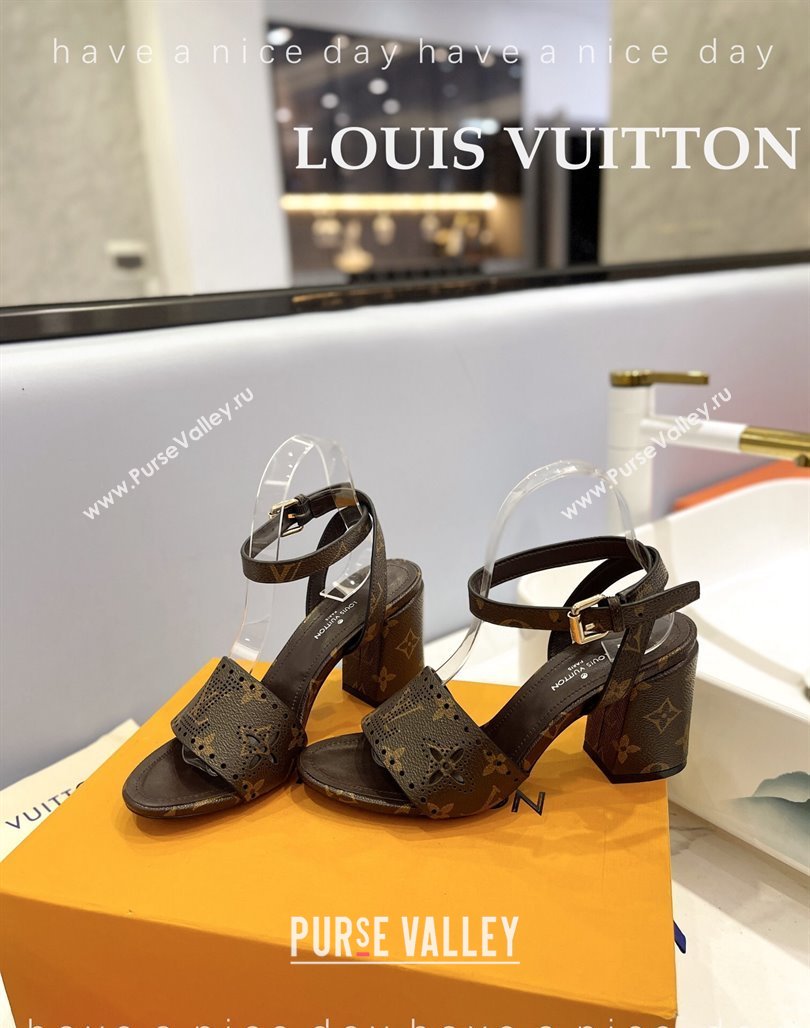 Louis Vuitton Monogram Bloom Sandals 7.5cm in Cutout Monogram Canvas 2024 032001 (MD-240320078)