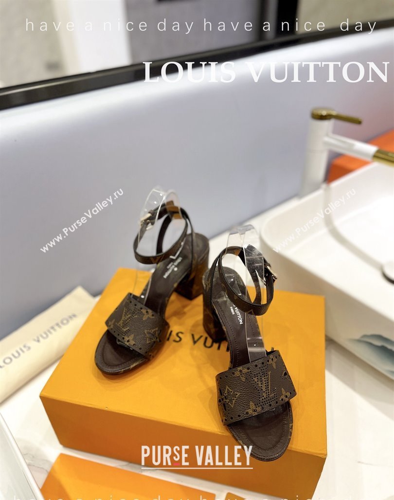 Louis Vuitton Monogram Bloom Sandals 7.5cm in Cutout Monogram Canvas 2024 032001 (MD-240320078)