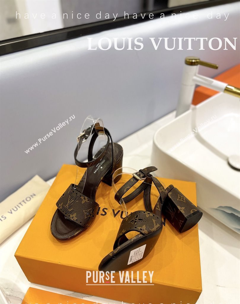 Louis Vuitton Monogram Bloom Sandals 7.5cm in Cutout Monogram Canvas 2024 032001 (MD-240320078)