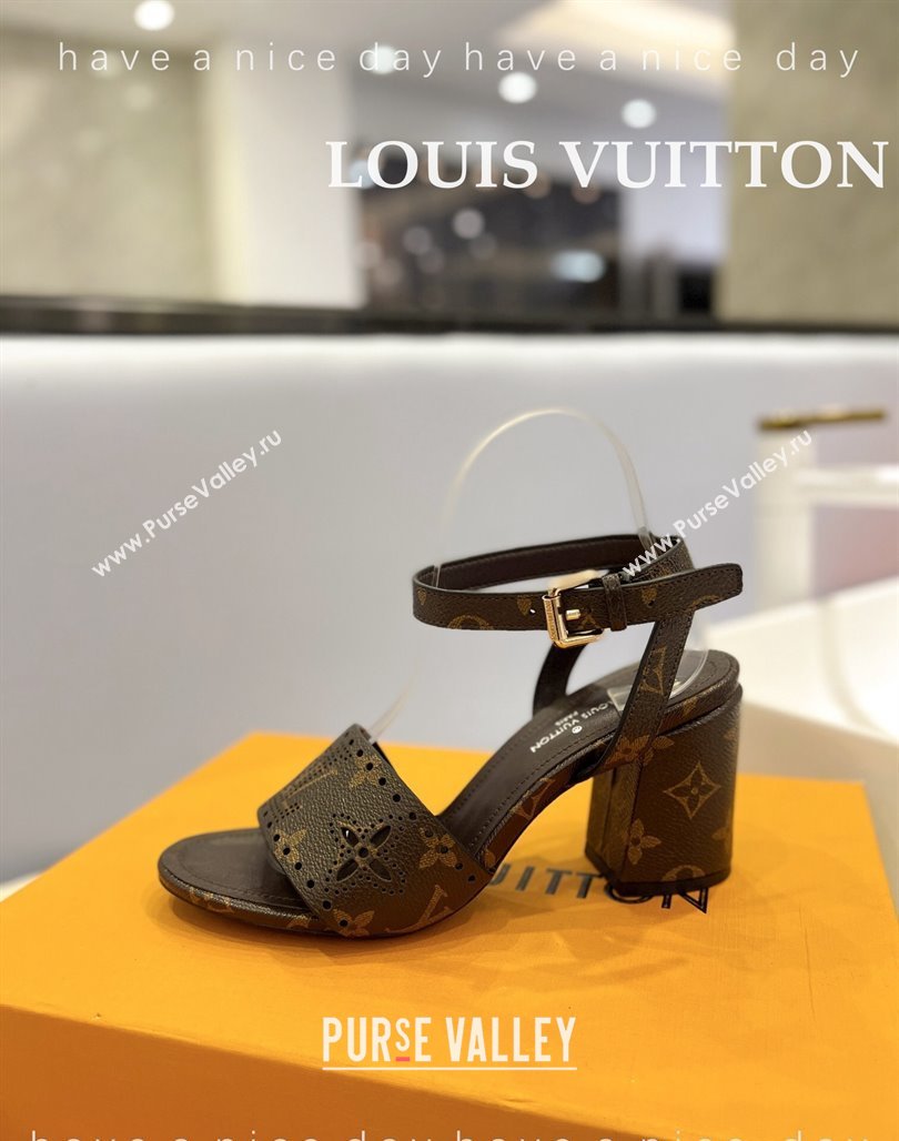 Louis Vuitton Monogram Bloom Sandals 7.5cm in Cutout Monogram Canvas 2024 032001 (MD-240320078)