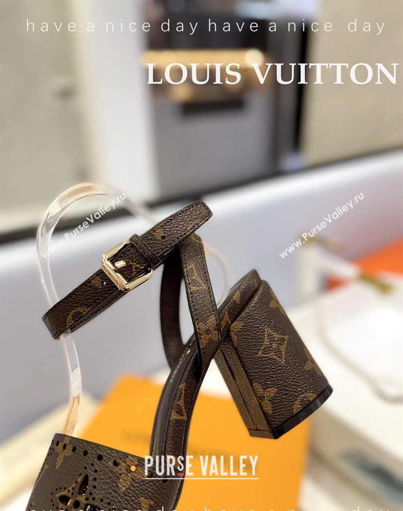 Louis Vuitton Monogram Bloom Sandals 7.5cm in Cutout Monogram Canvas 2024 032001 (MD-240320078)